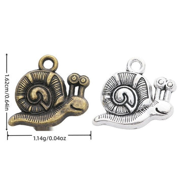 Detailed Snail Charm in Antique Bronze and Silver Tones