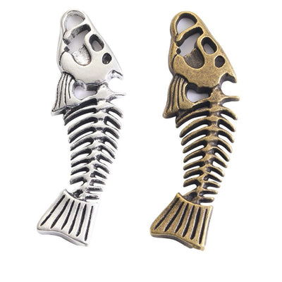 Long Fish Skeleton metal piece showing overall shape and available finishes