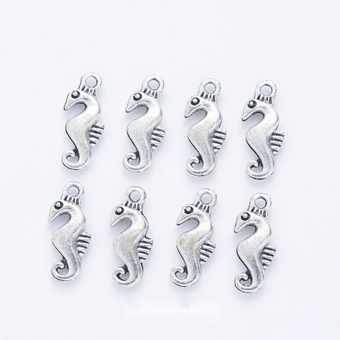 Curled Seahorse Detailed Metal Charm in 1 Finish for Crafting