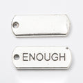 ENOUGH Engraved Rectangular Tag Pendant Charm in Antique Silver view 1