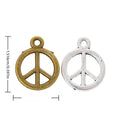 Peace Sign Round Charms In Antique Bronze And Silver view 1