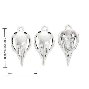 Bird Skull Detailed Alloy Charm in Antique Silver Finish