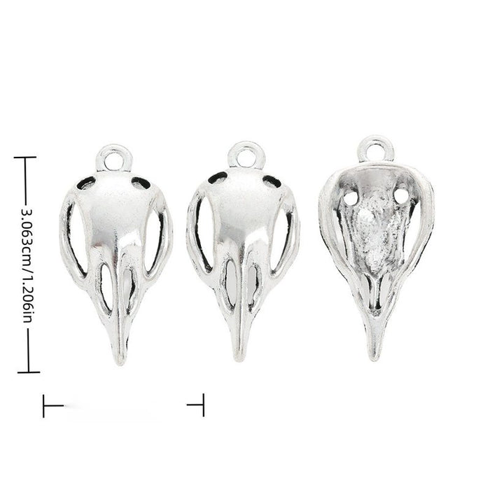 Bird Skull Detailed Alloy Charm in Antique Silver Finish