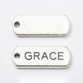 Grace Rectangular Message Tag Charm in Antique Silver view 1
