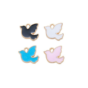 Enamel Flying Dove Metal Charm in Four Colors Jewelry Component
