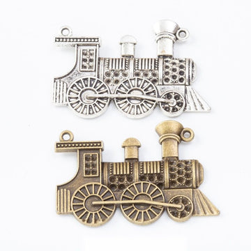 Steam Locomotive Metal Charm In 2 Finish Options for Jewelry Making