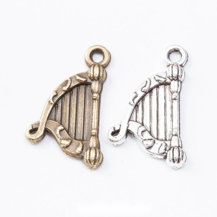 2-Finish Ornate Harp Metal Jewelry Components for Crafts