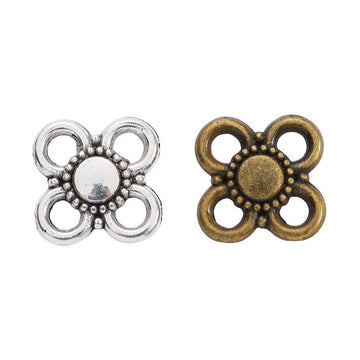 Four-Loop Flower Component In 2 Metal Finishes For Jewelry Making
