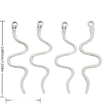 Antique Silver Wavy Snake Pendant With Slender Body