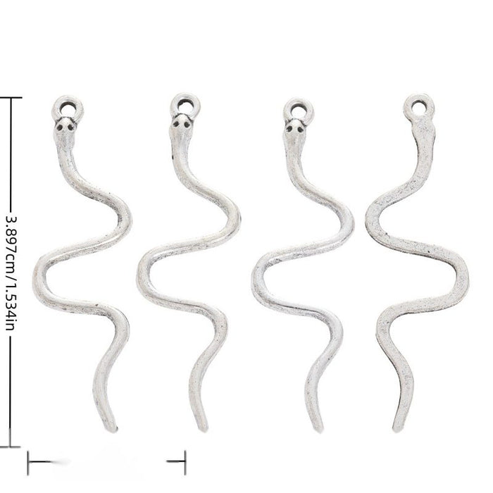 Antique Silver Wavy Snake Pendant With Slender Body