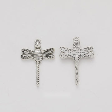 Textured Dragonfly Charm Metal Pendant for Jewelry Making