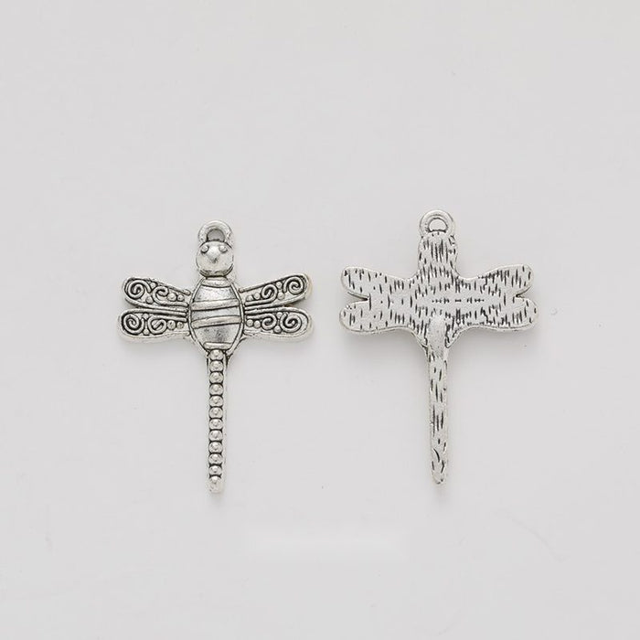 Textured Dragonfly Charm Metal Pendant for Jewelry Making
