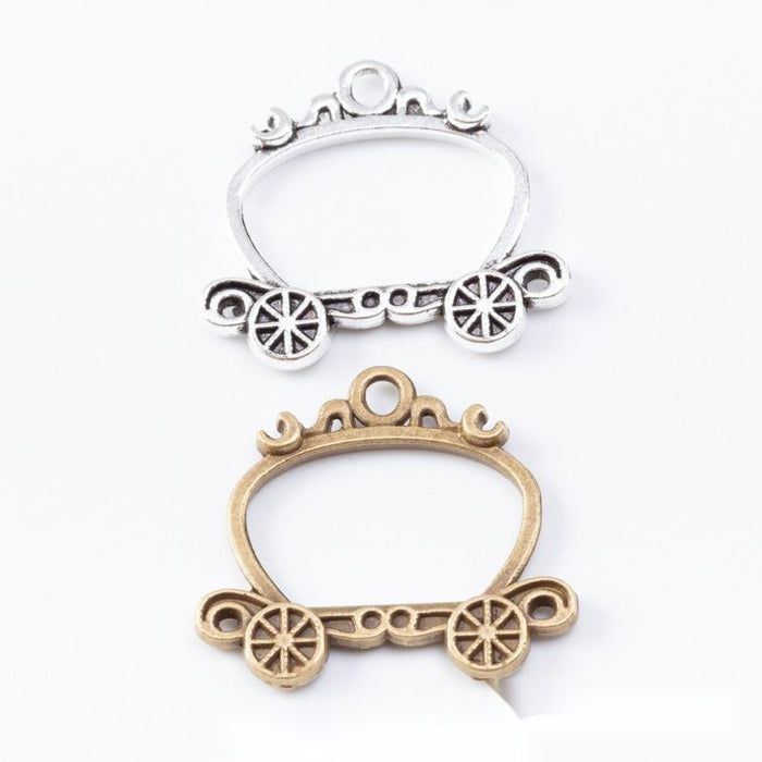 Vintage Style Metal Pumpkin Carriage Open Bezel in 2 Metal Finishes