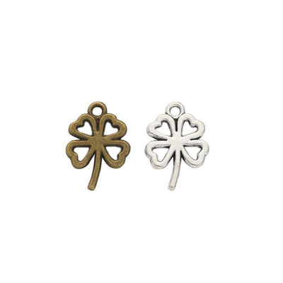 Open Four Leaf Clover Charm shown in all pictured finishes on a white background