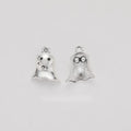Small Smiling Cartoon Ghost Metal Charm in Antique Silver view 1