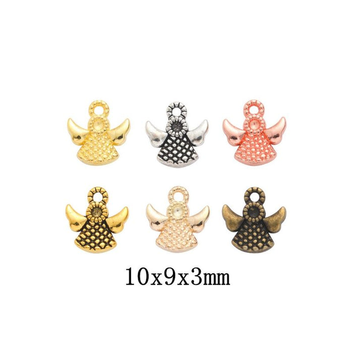 Petite Textured Angel Charm Metal Pendant for Jewelry Making