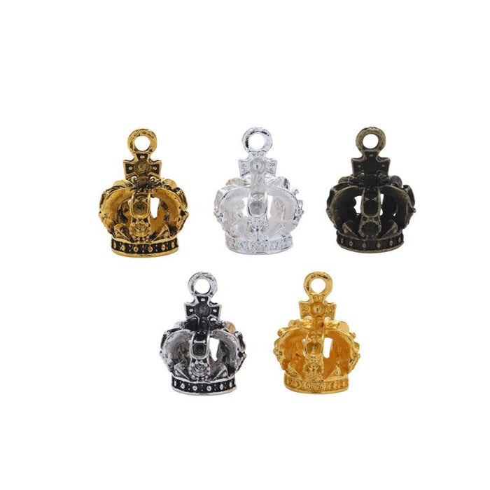 Three Dimensional Crown Charm In 5 Metal Finishes For Jewelry Making