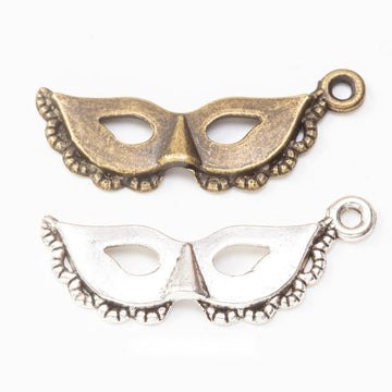 Masquerade Mask Metal Charm In 2 Finish Options for Jewelry Making