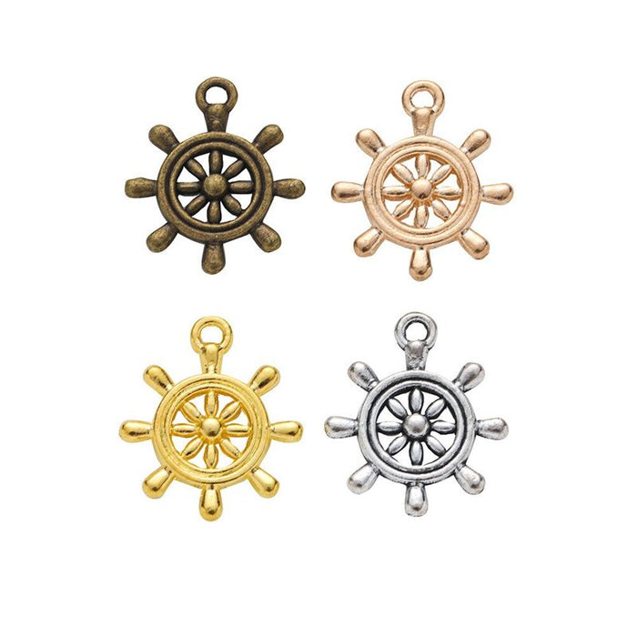 Nautical Ship Wheel Charm in Four Metal Finishes for Jewelry