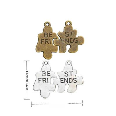 Finish overview of best friends puzzle pair metal charm