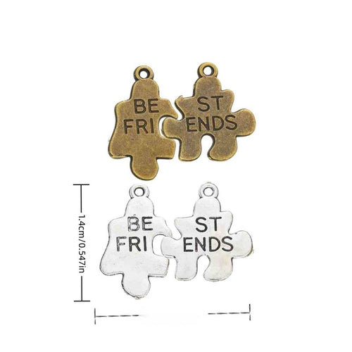 Finish overview of best friends puzzle pair metal charm