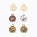 Crown Medallion Charm Round Metal Pendant in Four Finishes view 1