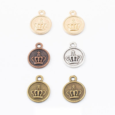 Crown Medallion Charm grouped finish options on a white background