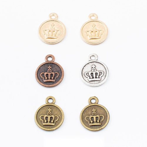 Crown Medallion Charm grouped finish options on a white background