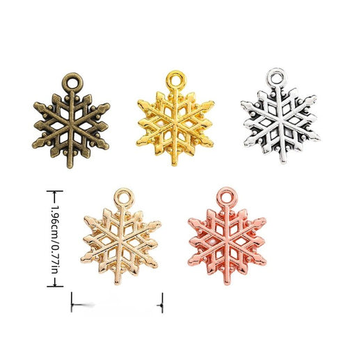 Assorted six point snowflake charm shown from the front