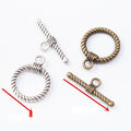 Antique Bronze and Silver Rope Texture Toggle Clasps view 1