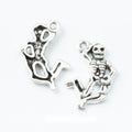 Seated Skeleton Charms in Antique Silver for Jewelry Making view 1