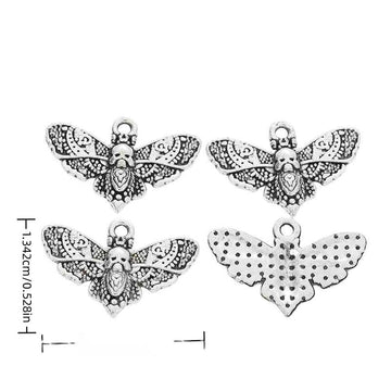 Textured Moth Metal Charms in Antique Silver Finish