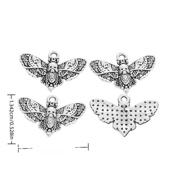 Textured Moth Metal Charms in Antique Silver Finish