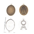 Oval Cabochon Pendant Settings with Eiffel Tower Back Detail view 1