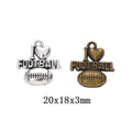 Football Word and Ball Pendant Charm in Two Finishes view 1