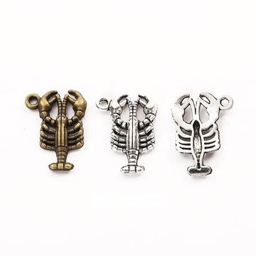 Antique Bronze and Silver Lobster Charms for Jewelry Making