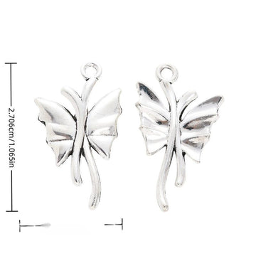 Curled Butterfly Alloy Charm in Antique Silver Finish