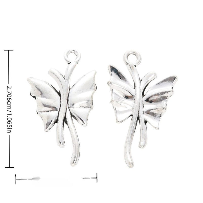 Curled Butterfly Alloy Charm in Antique Silver Finish