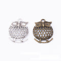 Openwork Owl Charm in 2 Metal Finishes for Jewelry Making view 1
