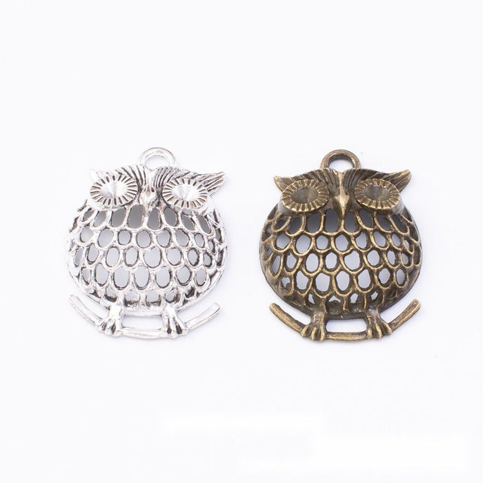 Openwork Owl Charm in 2 Metal Finishes for Jewelry Making