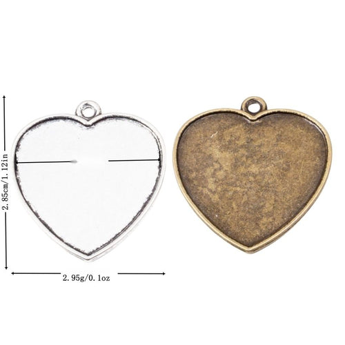 Group view of heart pendant tray styles on a white background