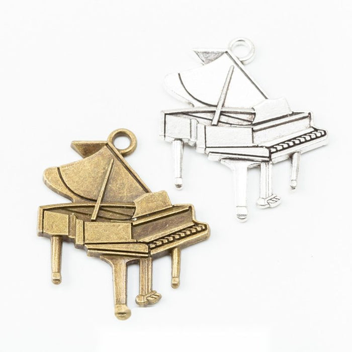 Vintage Grand Piano Charms in Multiple Finishes for Jewelry Making
