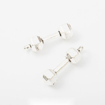 Vintage Barbell Charms in Antique Silver Finish for Jewelry Making