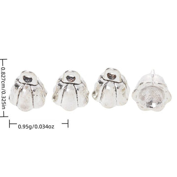 Flower Bud Bead with a rounded floral bud shape in Antique Silver