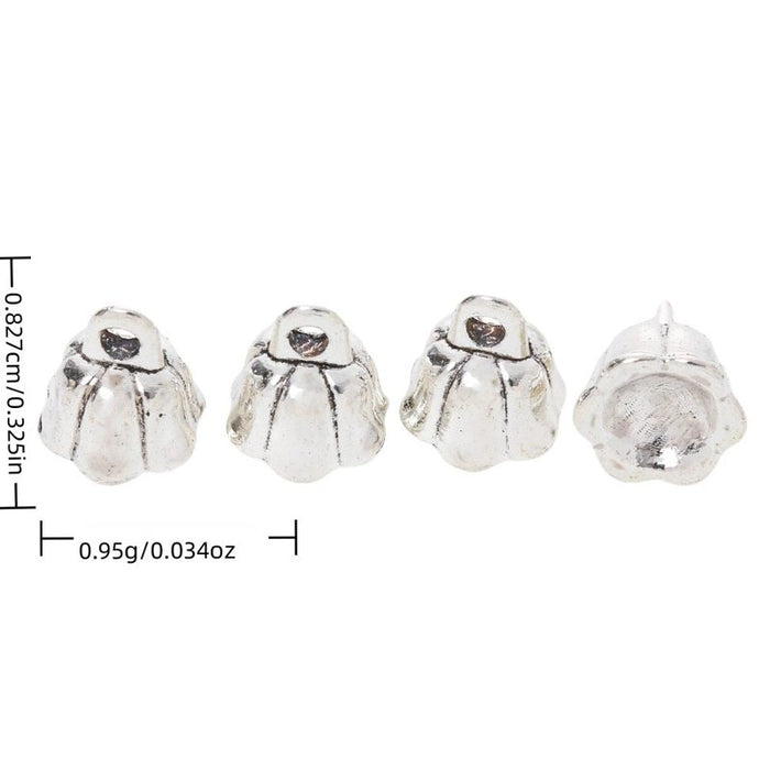 Flower Bud Bead with a rounded floral bud shape in Antique Silver