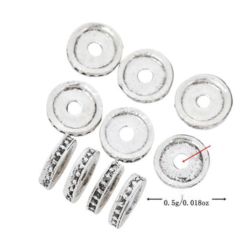 Round Disc Spacer Bead in Antique Silver Tone Jewelry Making Component
