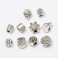 Floral And Leaf Large Hole Silver Tone Metal Beads view 1