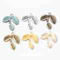 Three Leaf Sprig Metal Charm In 6 Finish Options for Jewelry Making view 1