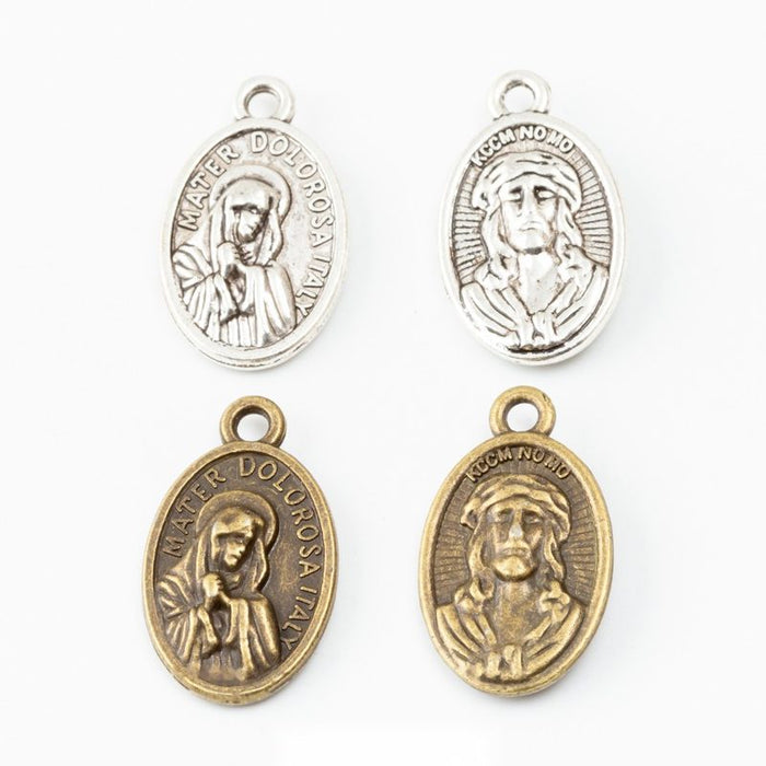 Mater Dolorosa Medal in 2 Metal Finishes for Jewelry Making