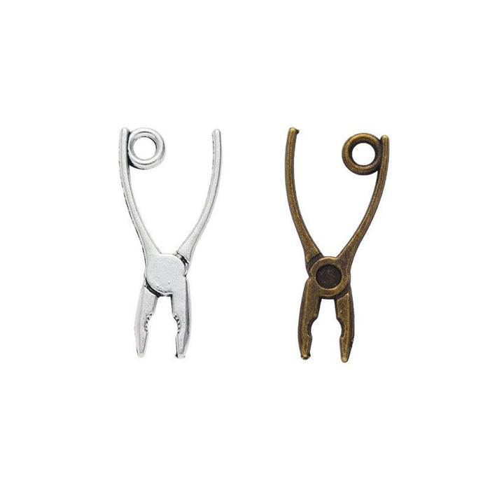 Antique Bronze and Silver Pliers Tool Charms for Jewelry Making